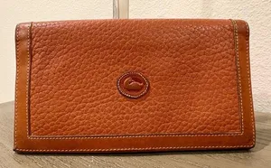 Vintage Dooney & Bourke Pebbled Leather All-Weather Leather Checkbook Cover thumbnail 1