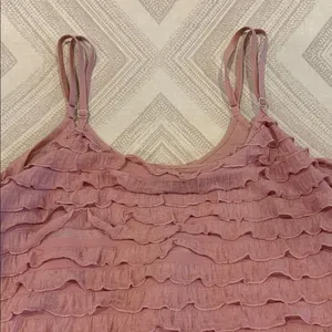Free People Pink Ruffled Adjustable Strap Long Tank Top Women’s Small thumbnail 2
