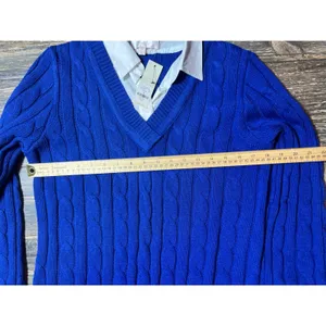 NWT Francesca's Audrey Parks Sweater Dress Shirt Combo Blue Cable Knit Medium‎ thumbnail 5