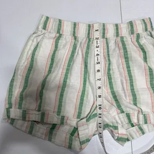 Old Navy High Rise Linen Blend Shorts Womens S Pull On Cuffed Green Multi Stripe thumbnail 9