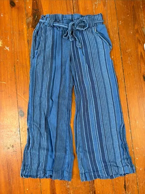 Indigo Rein Blue Striped Wide-Leg Tie Waist Pants Size Small thumbnail 1