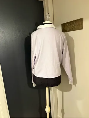 aerie Lavender Cropped 100% Cotton Polo with White Collar 💜 thumbnail 4