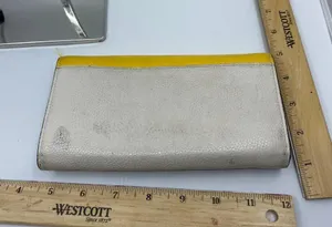 Coach Yellow White Grain Leather Wallet thumbnail 2