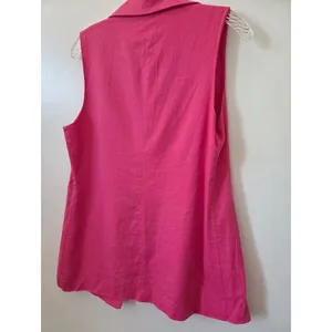 Happily Grey Pink Linen Sleeeveless Blazer Jacket Vest Open Front Spring Small thumbnail 7