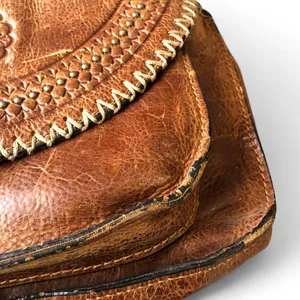 Patricia Nash Camila Hobo Bag Distressed Leather Saddle Messenger Purse Tassel Brown Cognac #boho #western #cottagecore #festival #vintage Measurement in pics thumbnail 7