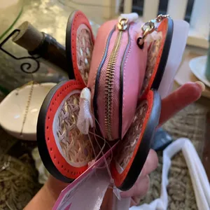 Authentic Kate spade Leather/Straw butterfly zip coin/cards on chain crossbody thumbnail 5