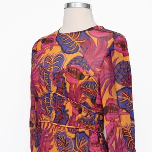 Farm Rio |‎ Fruit Dream Long Sleeve Pleated Tiered Dress thumbnail 9