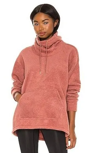 Nike Thermal Cozy Cowl Sweater in Claystone Red & Metallic Gold, Large thumbnail 1