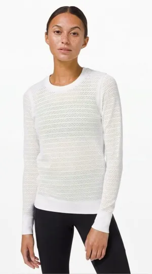 Lululemon Swiftly Breathe Long Sleeve Squad Size 8 White thumbnail 1