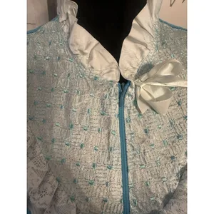 Vintage Moodsetter Nightgown Robe House Coat Blue Cottage Victorian Zip Sz.Small thumbnail 3