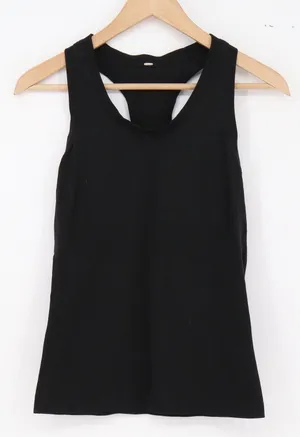 Tank Top Womens 4 Racerback Black Activewear Excellent thumbnail 1