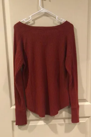 Mudd Red / Burgundy Long Sleeve Waffled Shirt thumbnail 2
