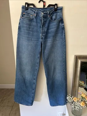 Buck Mason deck ridge twill high-rise, wide leg, blue cotton denim jeans 29” thumbnail 2