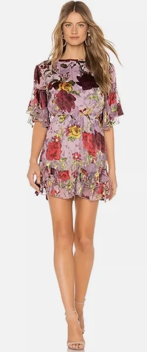 Alice‎ + Olivia Katrina Silk Blend Dress In Water Lotus Lavander Size S/M thumbnail 1