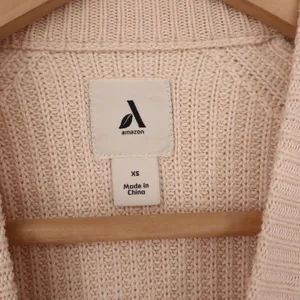 Amazon Sweater Womens XS Beige Ribbed Knit Raglan Crewneck thumbnail 2