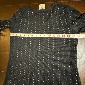 Vocal Black Rhinestone Studded Long Sleeve Knit Top Small Style Y2K USA Made thumbnail 6