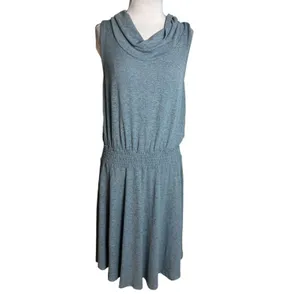 NWT Soft Surroundings Blue Kerry Dress Sleeveless Cowl Neck Smocked‎ Waist Sz M thumbnail 2