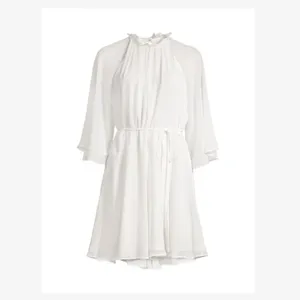 Fame and Partners The Tebrie Chiffon Bell Sleeve Mini Dress Ivory Size 2 thumbnail 4