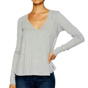 Free People Intimately Rock The Boat Long Sleeve Ribbed V Neck Shirt thumbnail 1