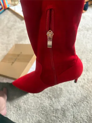 Elizabeth Tang cherry Red Over-the-Knee Stiletto Boot with Pointed Toe size 7.5 thumbnail 5