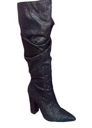 Cape Robbin Beautiful Sparkly Thigh High Block Heel Boots thumbnail 1