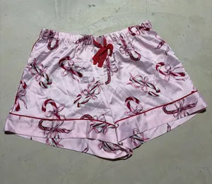 Victoria’s secret Pink Candy Cane bow Pajama Shorts medium thumbnail 1
