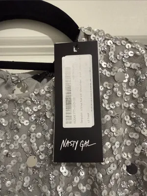 NWT Nasty Gal Silver Sequin Mini Dress thumbnail 2