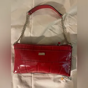 Kate Spade Knightsbridge Red Croc Patent Leather Bow Chain Shoulder Clutch thumbnail 12