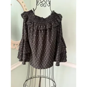 Misa Los Angeles Saskiya Black Multi Off-The-Shoulder‎ Printed Blouse Size Small thumbnail 3