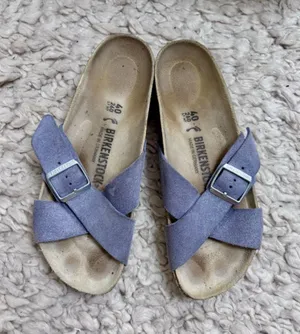 Women's Birkenstock Siena Suede Sandals Purple Shimmer Cross Strap Size 9 40 thumbnail 1