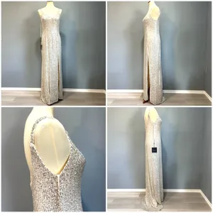 NWT Mac Duggal Silver Sequin Gown HOCO Prom Gala Bling Mermaid Core Maxi Dress 8 thumbnail 4