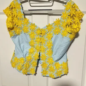 Handmade Crop with Yellow Floral Embroidery thumbnail 1