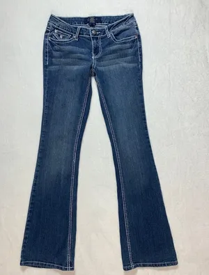 Earl Jean blue embellished bootcut low rise size 5 womens thumbnail 3