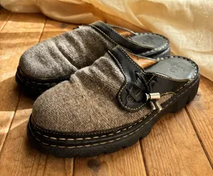 Double-H Boots Wool and Leather Slip On Mules thumbnail 1
