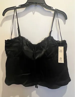 No Boundaries Satin Cami with Lace Trim and Tie, Women's Size XL / F-017 thumbnail 1