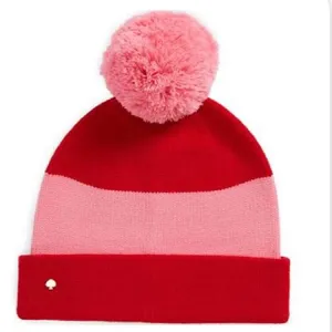 NWT Kate Spade New York color Block beanie pink Red Striped thumbnail 2