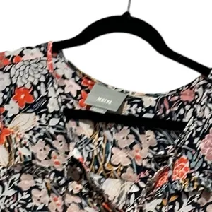 Anthropologie MAEVE PUFF SLEEVE BEGONIA PEPLUM FLORAL COTTAGE TASSEL TIES TOP M thumbnail 5