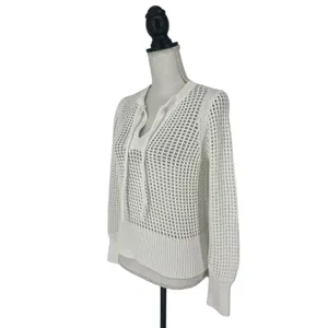 REPEAT White Perforated Drawstring Sweater‎ Size XXS thumbnail 5