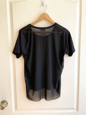 Varley Womens Tshirt Sheer Mesh Back Tshirt Size S High Low Athletic thumbnail 2