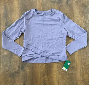 NWT Halara SoftlyZero Plush Crossover Hem Yoga Sports Top Tulip Plum Large thumbnail 1