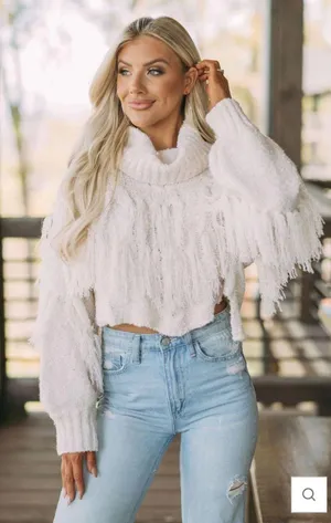 These Three Shaggy Turtle Neck Crop Sweater  thumbnail 1