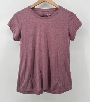 Asics Women S Heathered Mauve Crewneck Short Sleeve T-Shirt‎ Performance Workout thumbnail 1