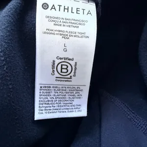 Athleta Peak Hybrid Fleece Tight Leggings Womens Large Navy Blue Outdoor Camping thumbnail 9
