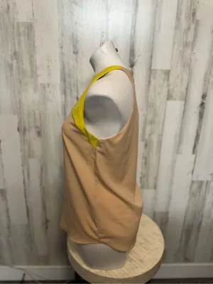 Zara Basic Colorblock High Neck Halter Tank Top Yellow Beige Womens XS Zip Back thumbnail 3