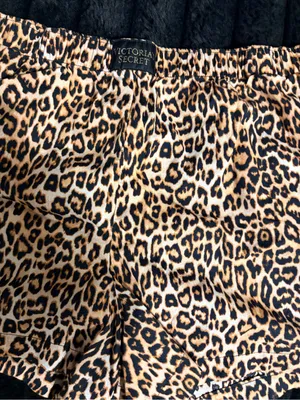 PINK Victoria's Secret Leopard Print Athletic Shorts in Tan and Black thumbnail 2