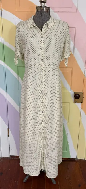 The Nines by HATCH Green Polka Dot Button Front Maternity Dress Sz L 🧡🍄 thumbnail 1