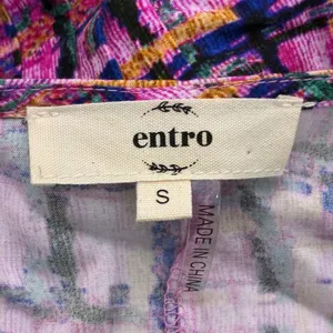 Entro Abstract Plaid Tiered Maxi Dress Purple Boho Flutter Sleeve Size S thumbnail 5