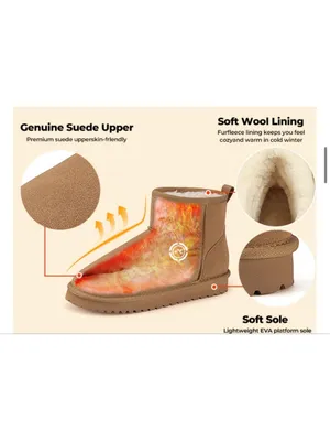 NEW Genuine Suede Boots Platform Mini Snow Boots Ankle Booties 5.5 thumbnail 2