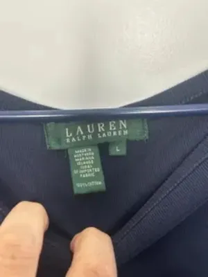 Lauren Ralph Lauren Navy Cotton Scoop Neck T Sz L thumbnail 3