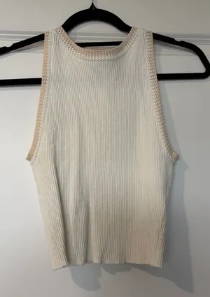 House of Harlow 1960 Cream Ribbed Knit Tank thumbnail 1
